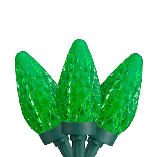 50ct. Green LED Faceted C9 Christmas String Lights with Green Wire